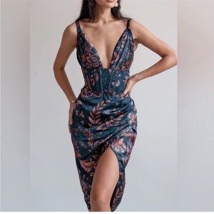 Averie Halley Draped Floral Corset Dress Size L